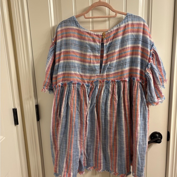 Free People Blue Lagoon Summer Nights Tunic Top Size M Blue White Stripe - Picture 5 of 11